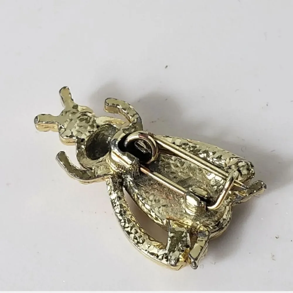 VINTAGE BEE Brooch Pin Pink Crystals